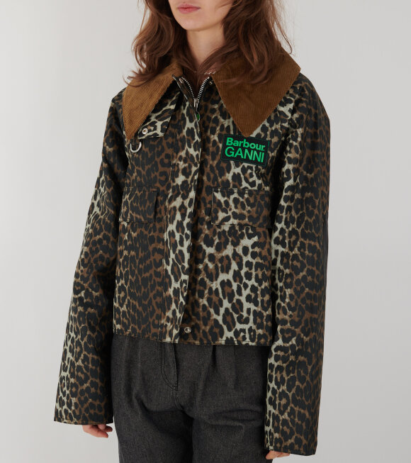 Ganni x Barbour - Wax Anorak Smock Leopard