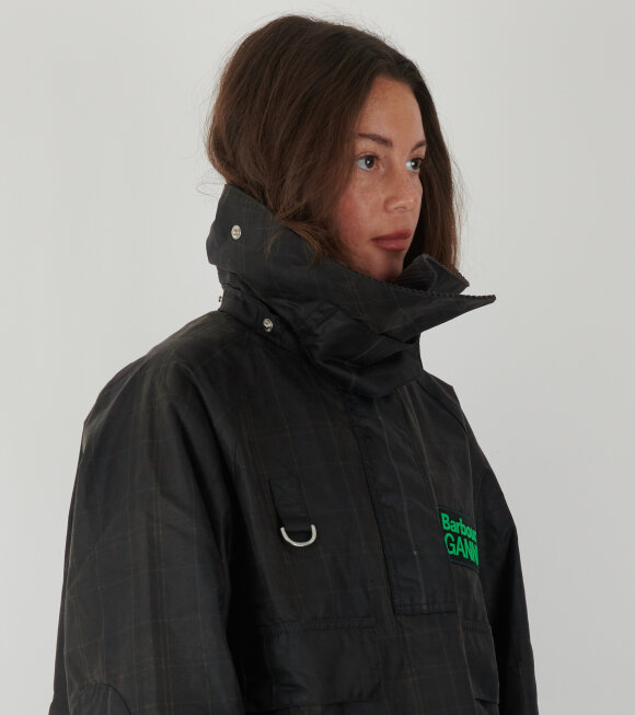 Ganni x Barbour - Wax Anorak Smock Dark Grey