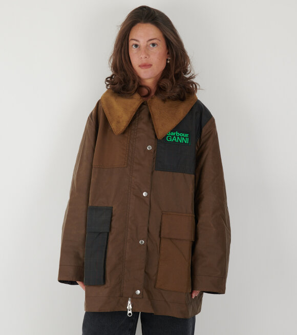 Ganni x Barbour - Wax Duffel Coat Brown