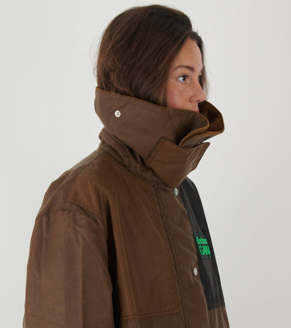 Ganni x Barbour - Wax Duffel Coat Brown