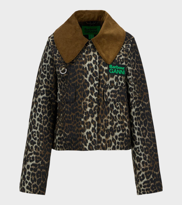 Ganni x Barbour - Wax Anorak Smock Leopard