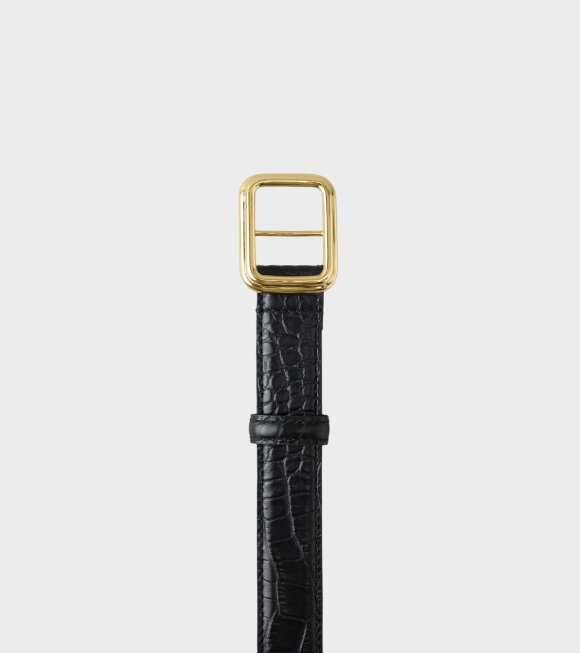 Lié Studio - The Georgia Wide Belt Black Croc/Gold