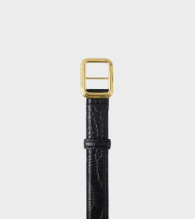 The Georgia Wide Belt Black Croc/Gold