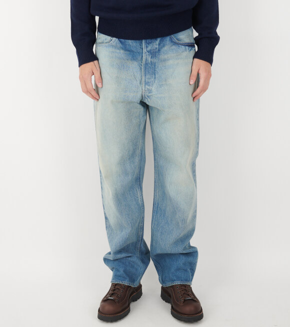 Auralee - Selvedge Faded Heavy Denim Wide Pants Faded Indigo