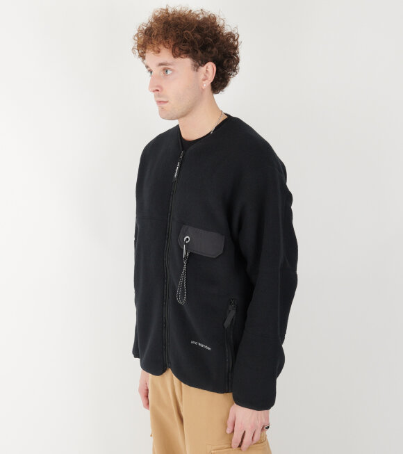 And Wander - Wool Fleece Cardigan Black 