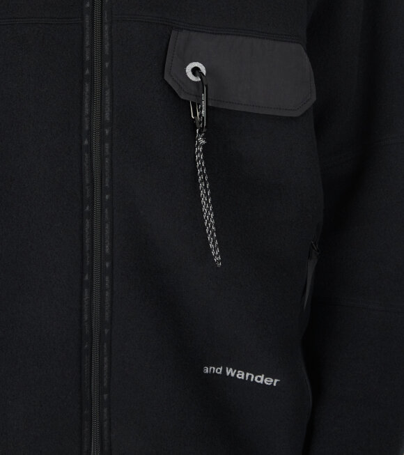 And Wander - Wool Fleece Cardigan Black 