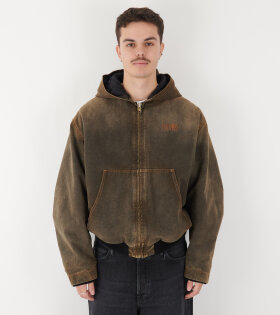 Hooded Denim Jacket Brown