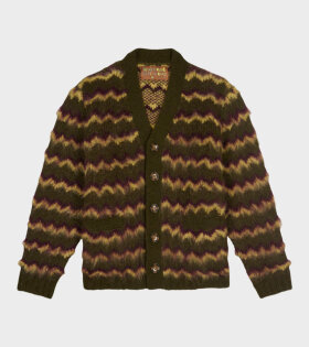 Zig Zag Striped Cardigan Olive / Multi 