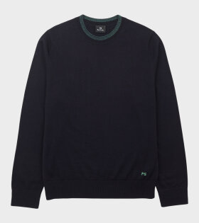 Merino Wool Crew Neck Sweater Navy