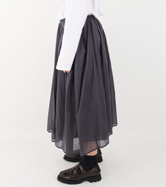 Amomento - Drawstring Sheer Shirring Skirt Navy