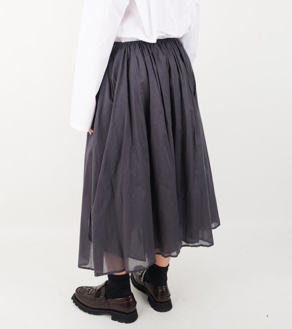 Amomento - Drawstring Sheer Shirring Skirt Navy