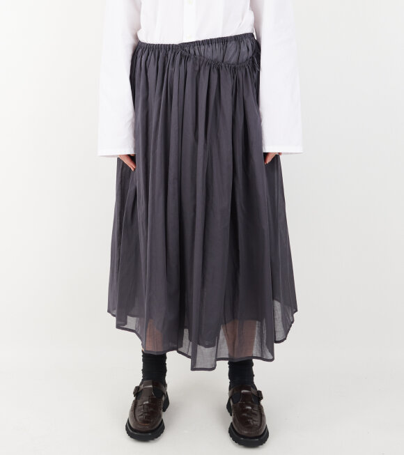 Amomento - Drawstring Sheer Shirring Skirt Navy