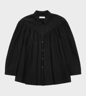 Yoke Shirring Shirt Black