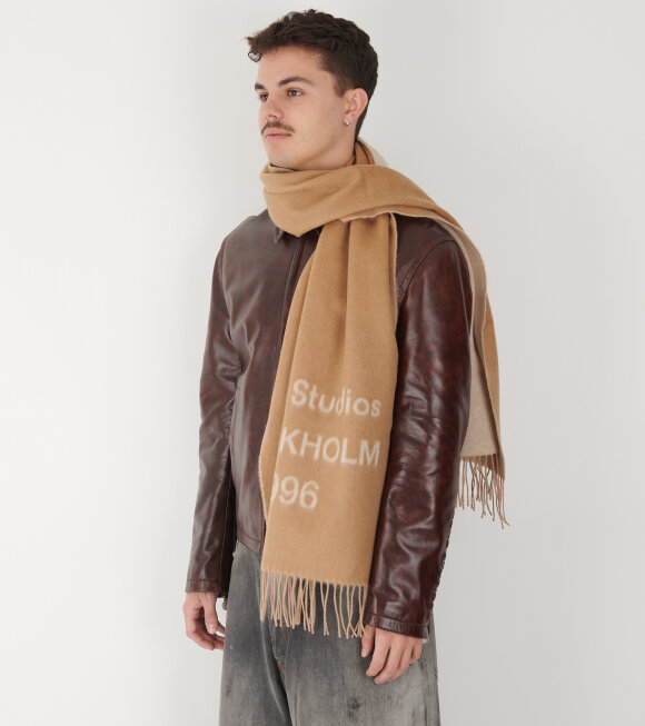 Acne Studios - Logo Jacquard Scarf Camel/Ecru