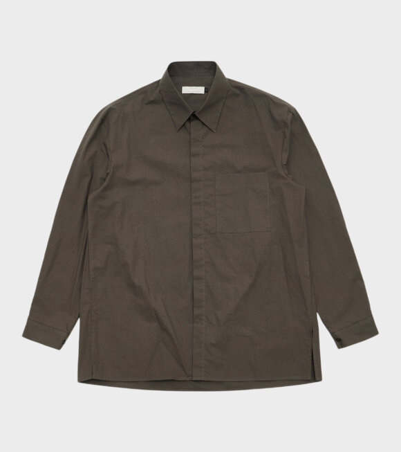 Amomento - Square Pocket Oversized Shirt Dark Brown