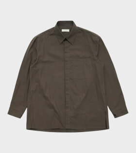 Square Pocket Oversized Shirt Dark Brown