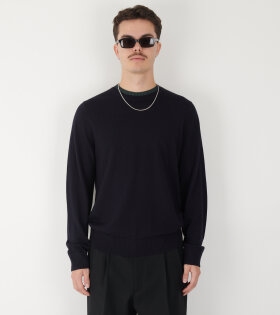 Merino Wool Crewneck Sweater Navy/Green