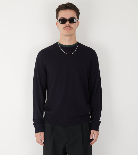 Paul Smith - Merino Wool Crewneck Sweater Navy/Green