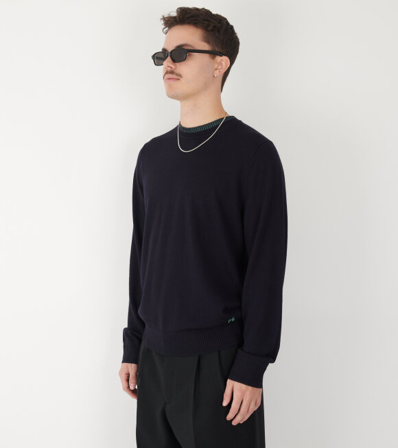 Paul Smith - Merino Wool Crewneck Sweater Navy/Green