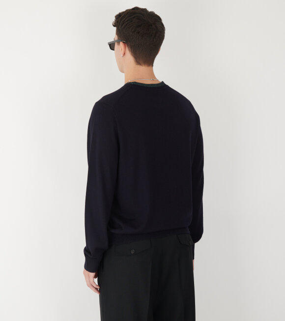 Paul Smith - Merino Wool Crewneck Sweater Navy/Green