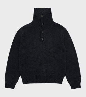 Button Neck Knit Navy