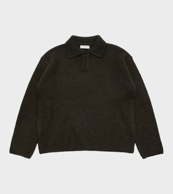 Amomento - One Button Collar Knit Brown