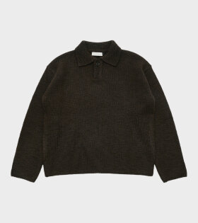 One Button Collar Knit Brown