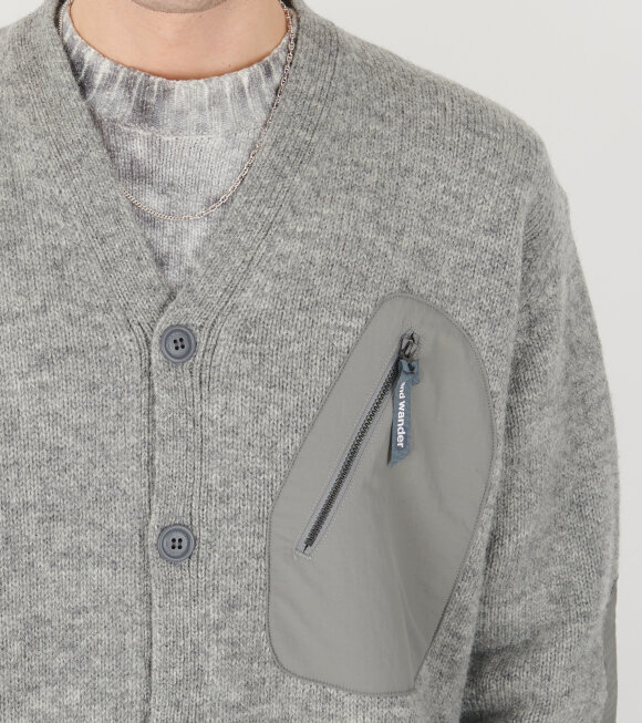 And Wander - Shetland Wool Cardigan Grey 