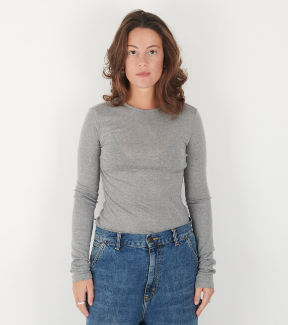 Amomento - Round LS T-shirt Grey