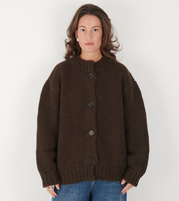 Amomento - Hand Knitted Cardigan Dark Brown