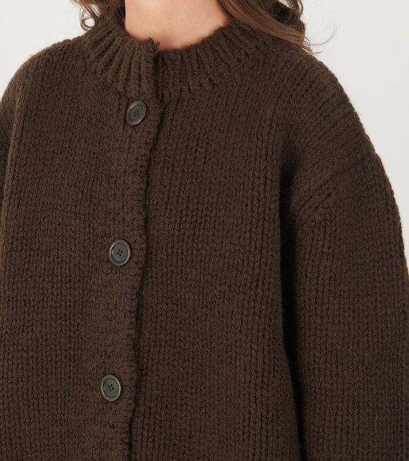 Amomento - Hand Knitted Cardigan Dark Brown