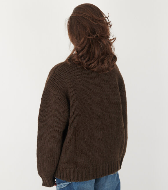 Amomento - Hand Knitted Cardigan Dark Brown