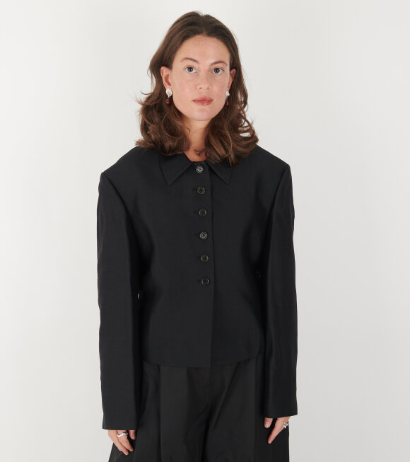 Amomento - Wool Silk Button Up Jacket Black