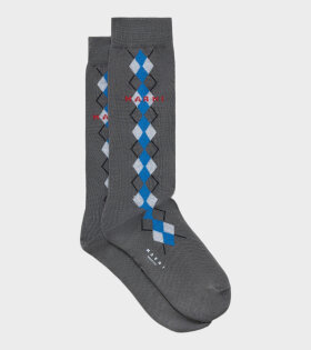 Argyle Gauge Socks Neutral Grey