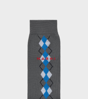 Argyle Gauge Socks Neutral Grey