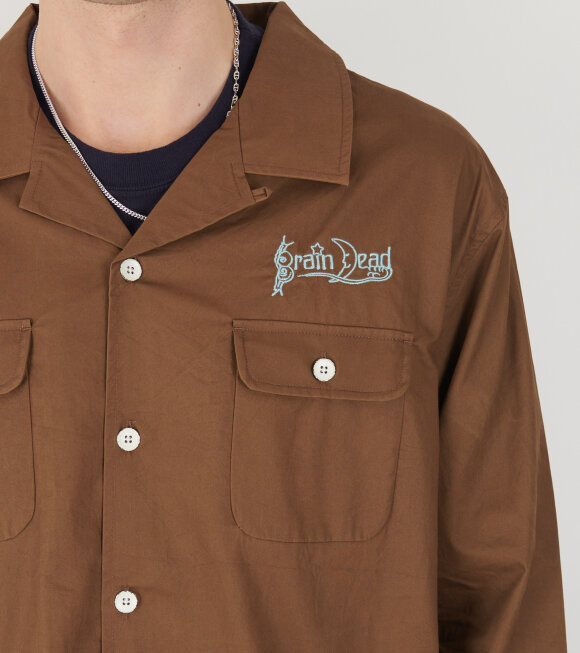 Brain Dead - Poplin Camp Collar Shirt Chocolate