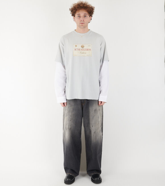 Acne Studios - Layered Print T-shirt Light Grey