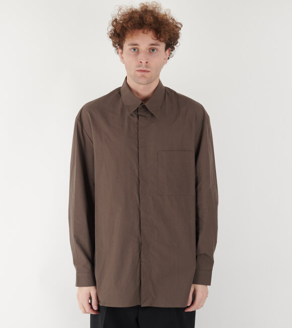 Amomento - Square Pocket Oversized Shirt Dark Brown