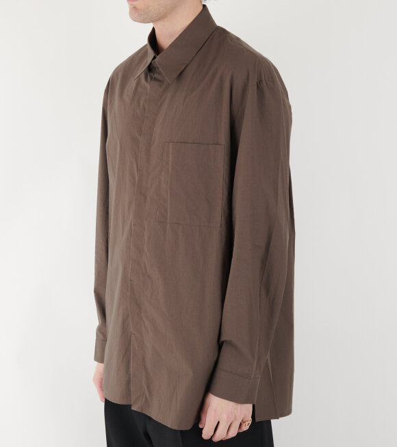 Amomento - Square Pocket Oversized Shirt Dark Brown