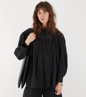 Yoke Shirring Shirt Black