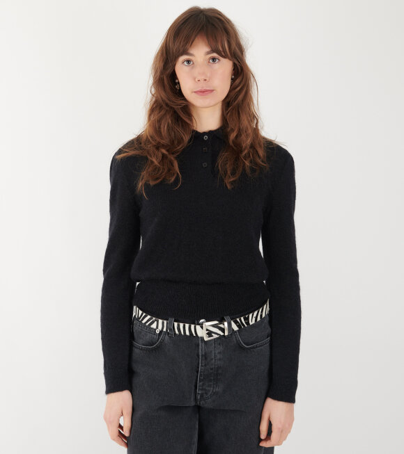 Amomento - Mohair Collar Knit Black