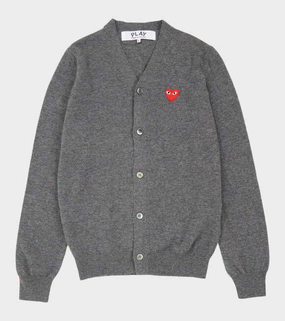 Comme des Garcons PLAY - Red Heart V-neck Cardigan Grey