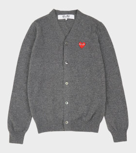 U Red Heart V-neck Cardigan Grey