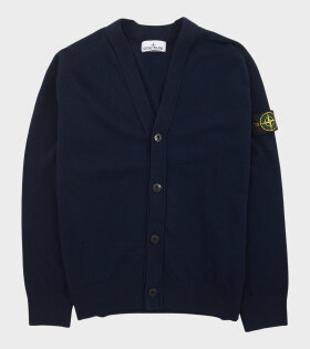 Virgin Wool V-neck Cardigan Navy 