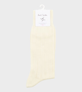 Plain Rib Socks Off-white