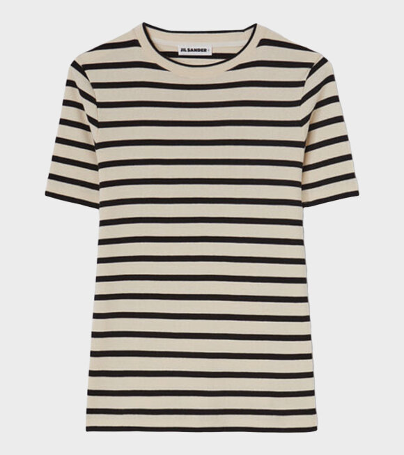 Jil Sander - Striped S/S Crew Neck T-shirt Off-white/Black