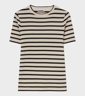 Striped S/S Crew Neck T-shirt Off-white/Black