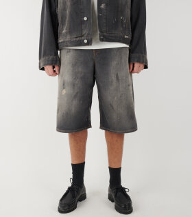 Distressed Baggy Denim Shorts Black