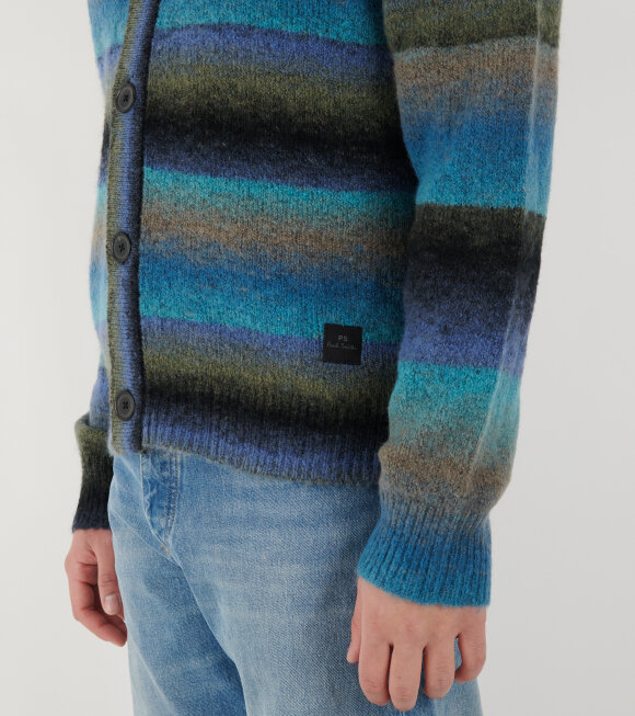 Paul Smith - Merino Wool Blend Cardigan Blue Faded Stripe