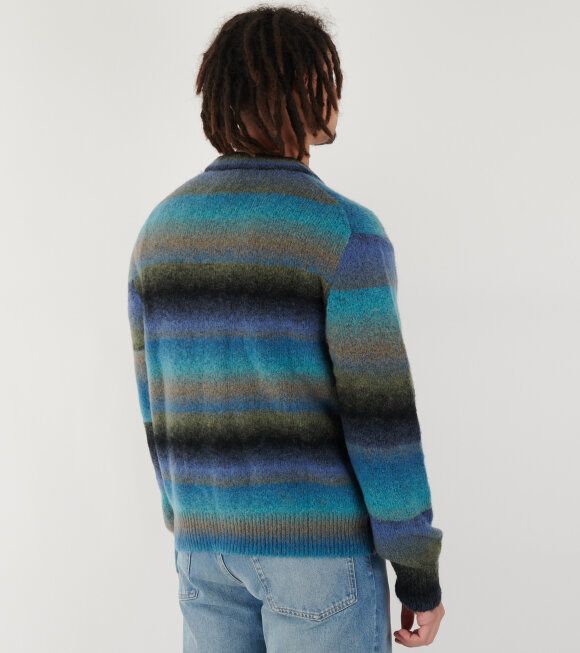 Paul Smith - Merino Wool Blend Cardigan Blue Faded Stripe